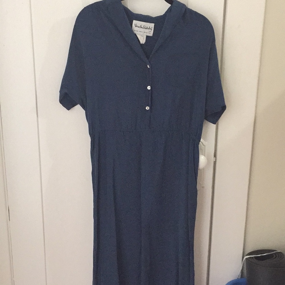 Navy silk midi dress DVF vintage